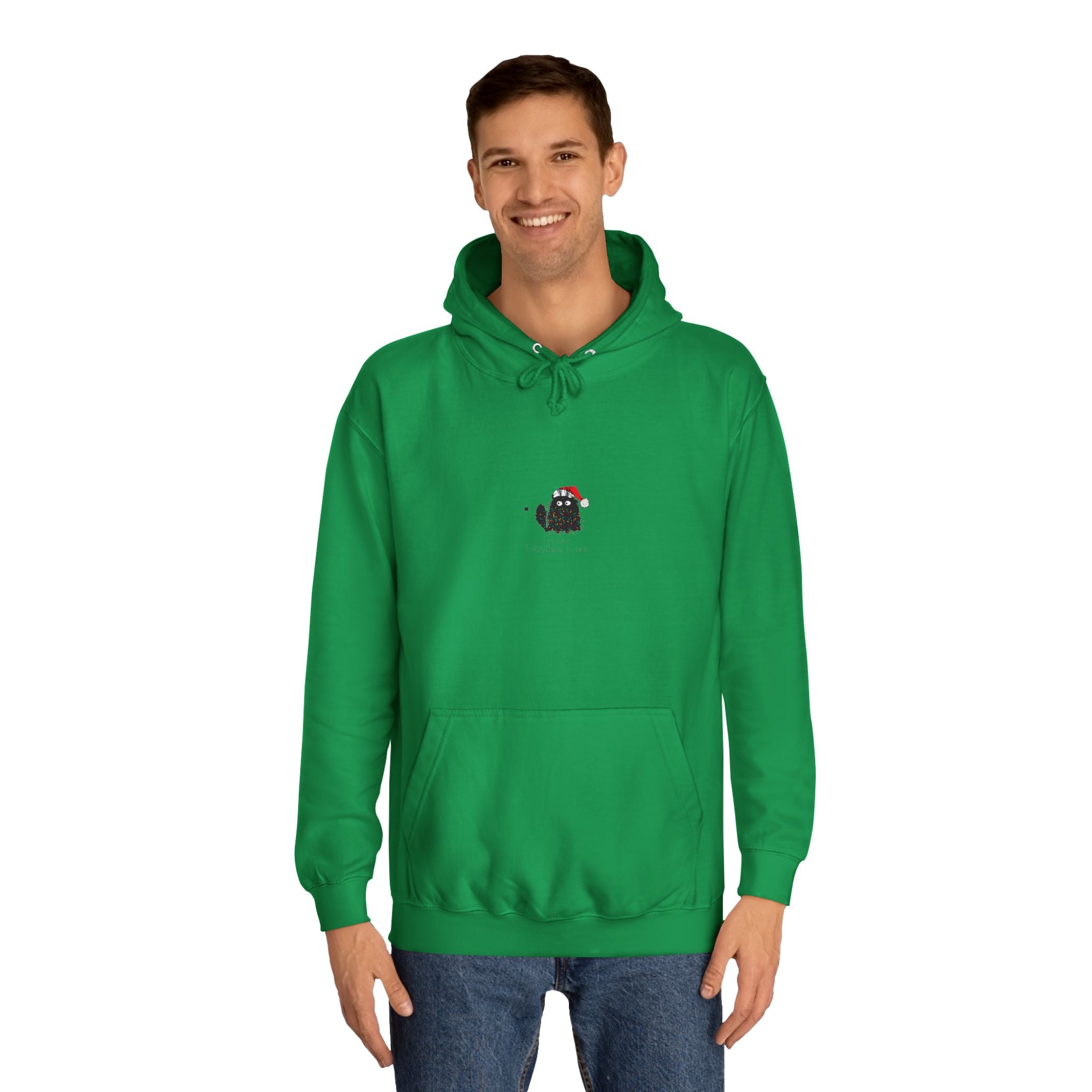 Noel Kedi Unisex College Hoodie - Komik Alıntı Yılbaşı Kedi Design