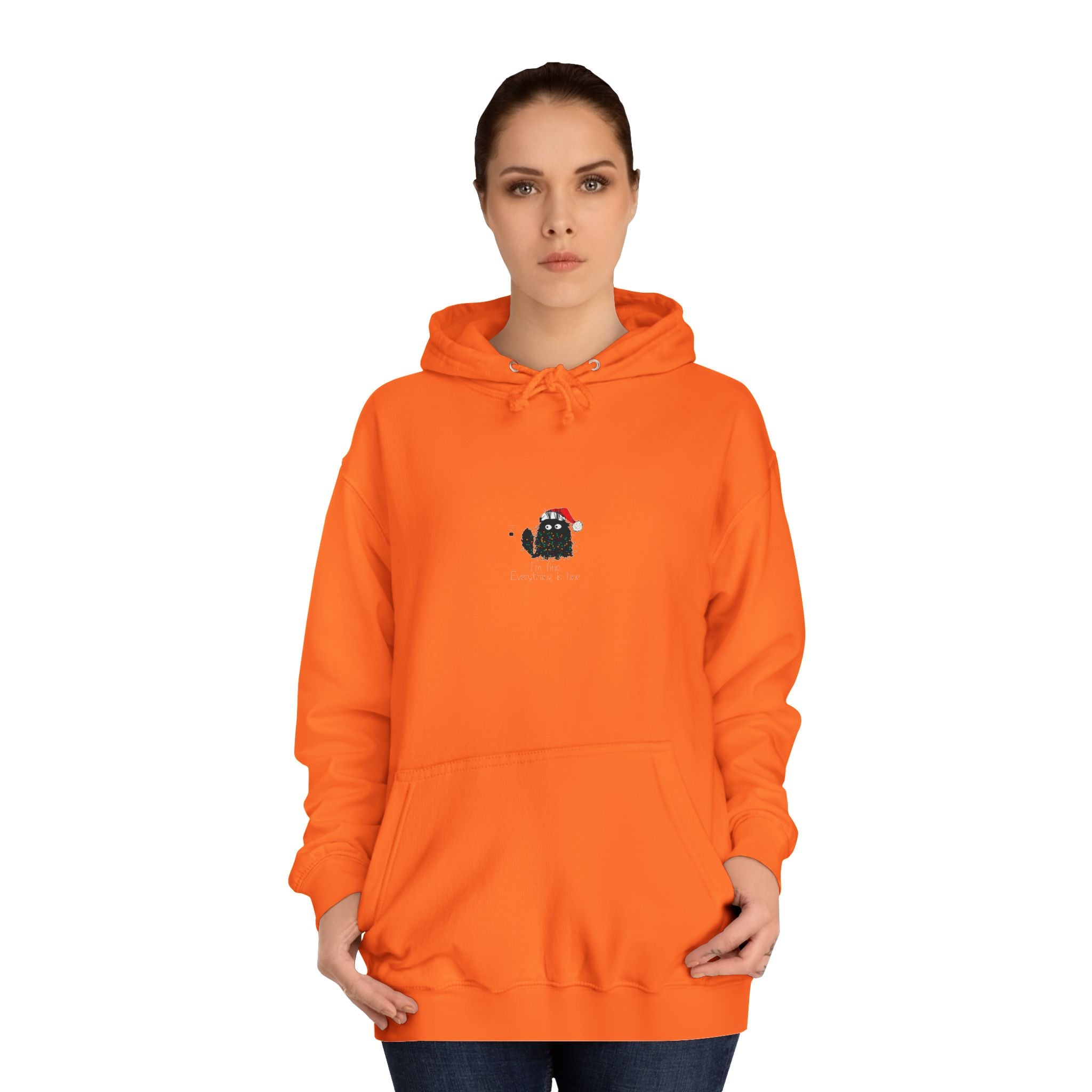 Noel Kedi Unisex College Hoodie - Komik Alıntı Yılbaşı Kedi Design