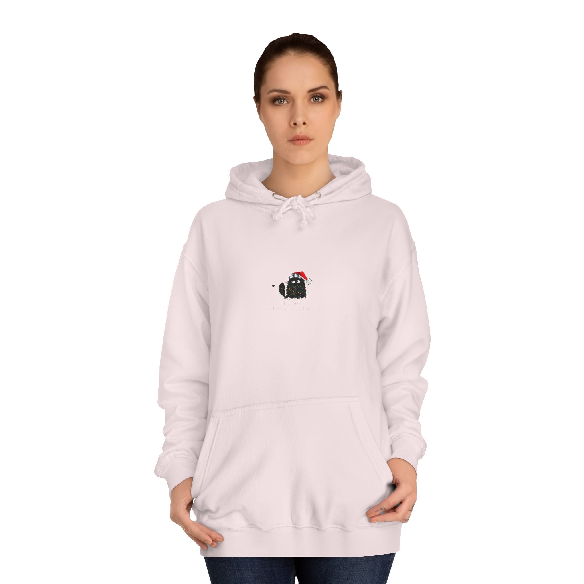 Noel Kedi Unisex College Hoodie - Komik Alıntı Yılbaşı Kedi Design