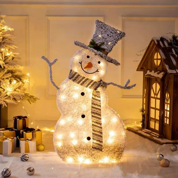 LED Christmas Snowman Decoration Light Collapsible Battery Operated