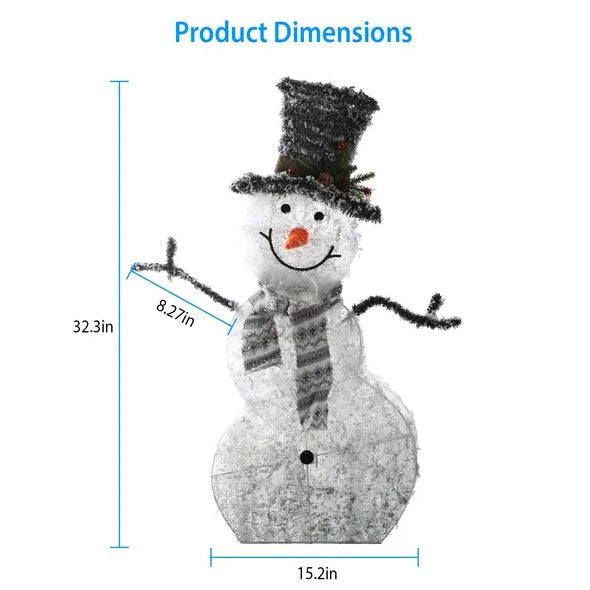 LED Christmas Snowman Decoration Light Collapsible Battery Operated